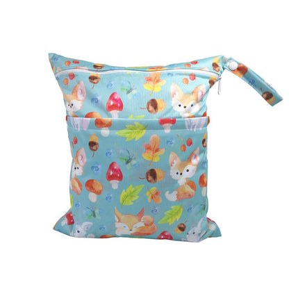 Cartoon Printed Baby Double Zipper Diaper Bag - Waterproof TPU Travel Organizer - Free Shipping
