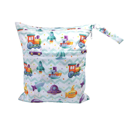 Cartoon Printed Baby Double Zipper Diaper Bag - Waterproof TPU Travel Organizer - Free Shipping