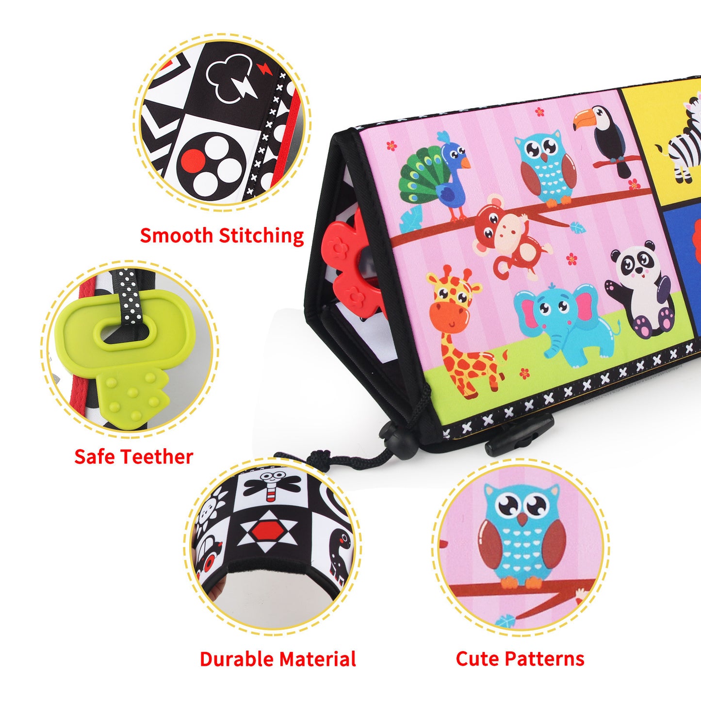 Baby Mirror Cloth Book - Four Folding Mirror Pendant Sensory Toy - Free Shipping