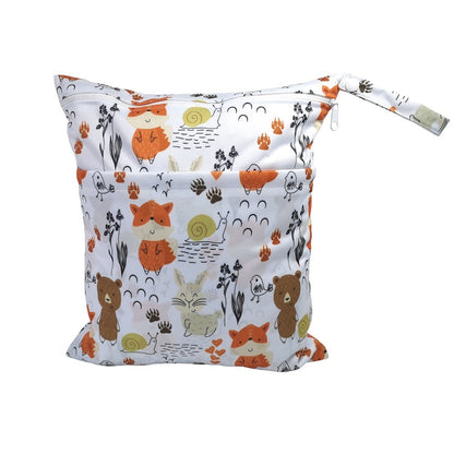 Cartoon Printed Baby Double Zipper Diaper Bag - Waterproof TPU Travel Organizer - Free Shipping