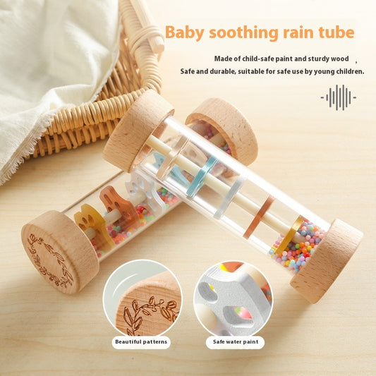 Baby Sensory Rainbow Hourglass Rattle - Rain Sound White Noise Maracas for Infant Comfort