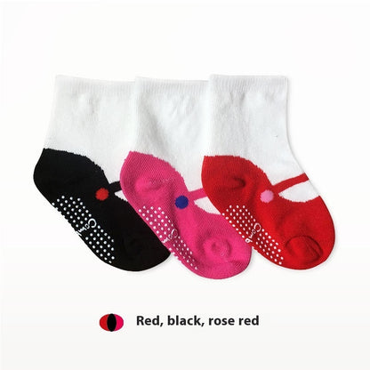 Baby Non-Slip Ankle Socks - Combed Cotton Ballet Socks with Grip Soles