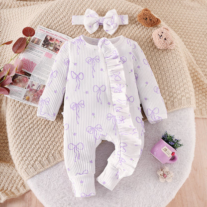 Baby Creative Bowknot Printed Long Sleeve Jumpsuit - Adorable One-Piece Suit - Free Shipping