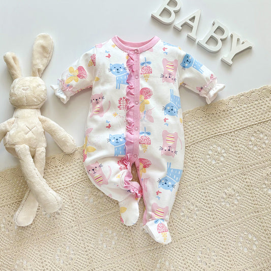 Baby Cotton Romper Long Sleeve Jumpsuit - Cute Animal Designs - Free Shipping