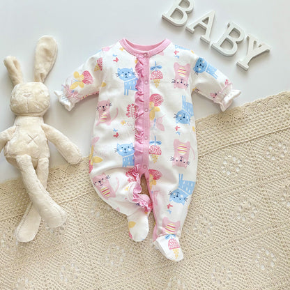 Baby Cotton Romper Long Sleeve Jumpsuit - Cute Animal Designs - Free Shipping