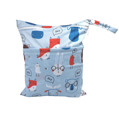 Cartoon Printed Baby Double Zipper Diaper Bag - Waterproof TPU Travel Organizer - Free Shipping