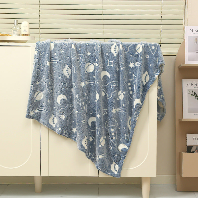 Baby Luminous Blanket - Cartoon Flannel Air Conditioner Quilt for Cribs & Naps
