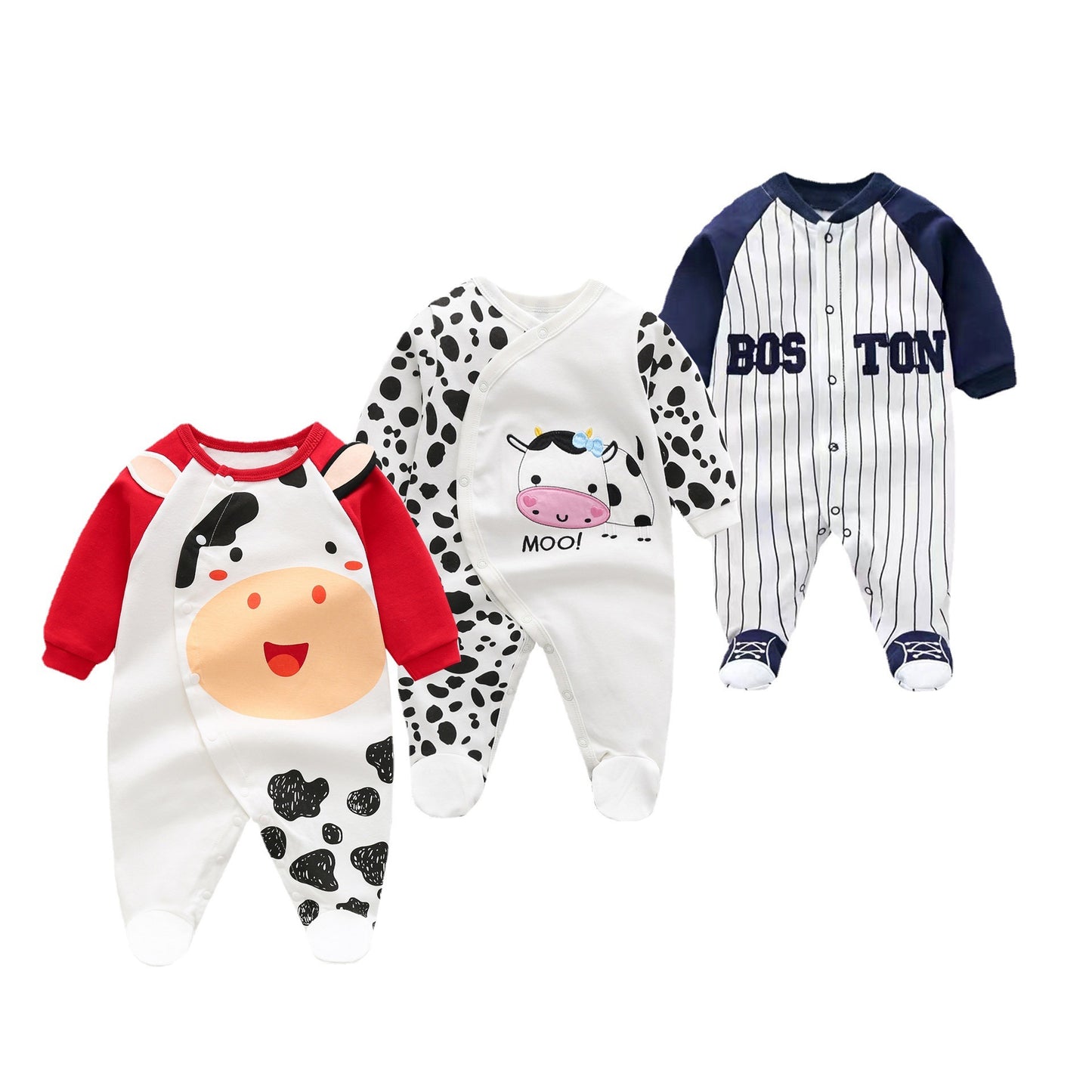 Baby Cotton Romper Long Sleeve Jumpsuit - Cute Animal Designs - Free Shipping