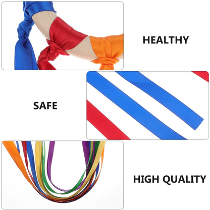 Montessori Sensory Ribbon Ring Toy - BPA-Free Baby Teether & Colour Recognition Toy for Newborns+