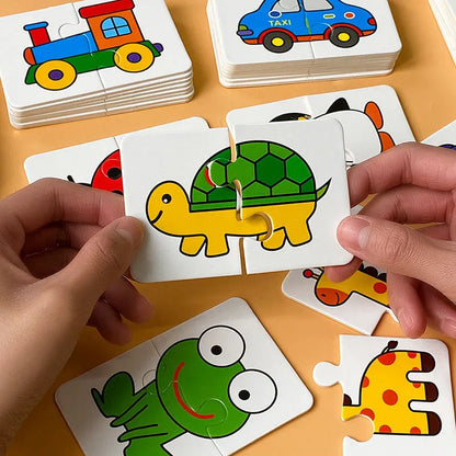 32-Piece Montessori Matching Cards - Educational Puzzle for Toddlers | Animal, Color & Shape Learning