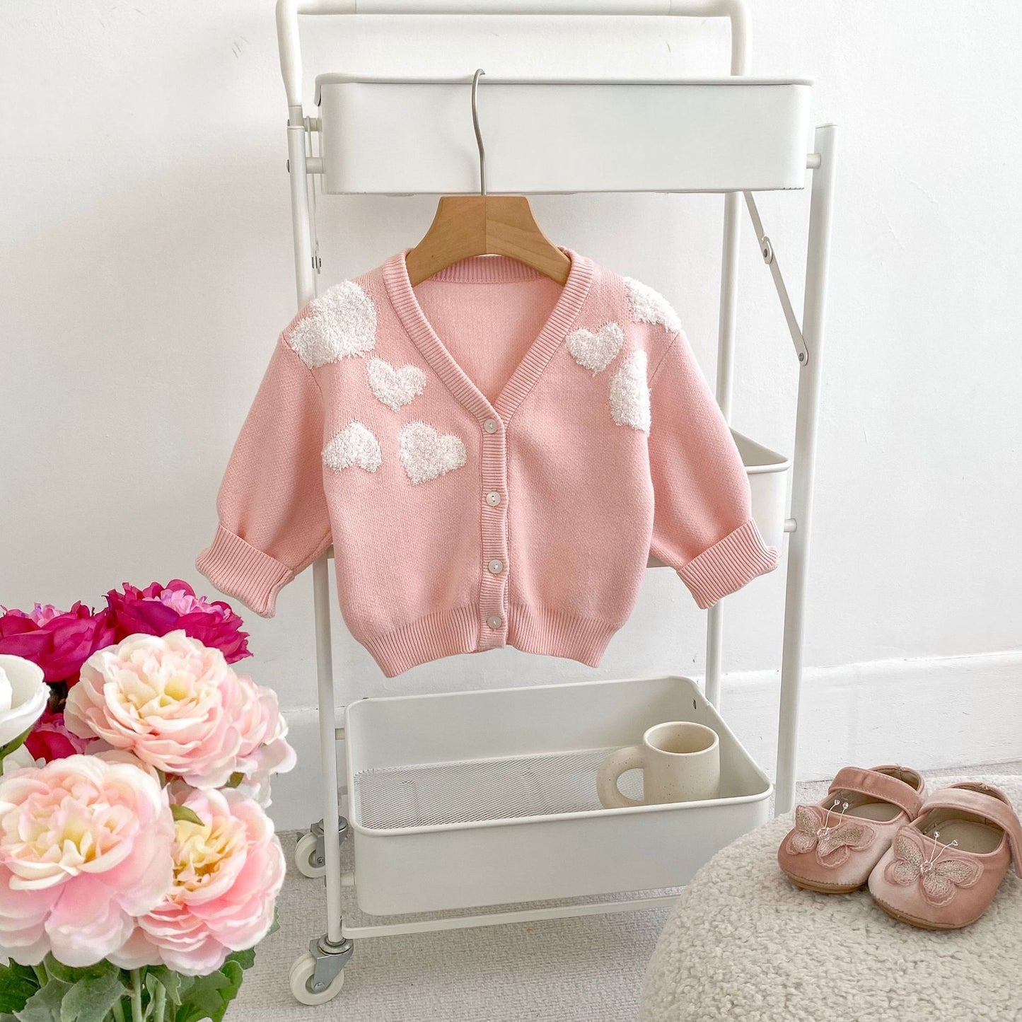 Baby Girl Love Embroidered Sweater - Soft Knit Cardigan Coat for Infants & Toddlers