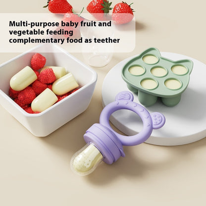 Baby Food Feeder - Safe Silicone Fruit Feeder & Teether Nipple for Solid Foods - Free Shipping