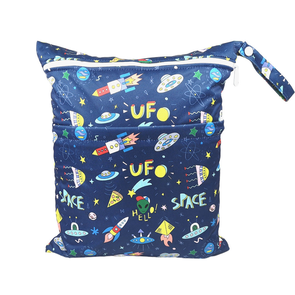 Cartoon Printed Baby Double Zipper Diaper Bag - Waterproof TPU Travel Organizer - Free Shipping