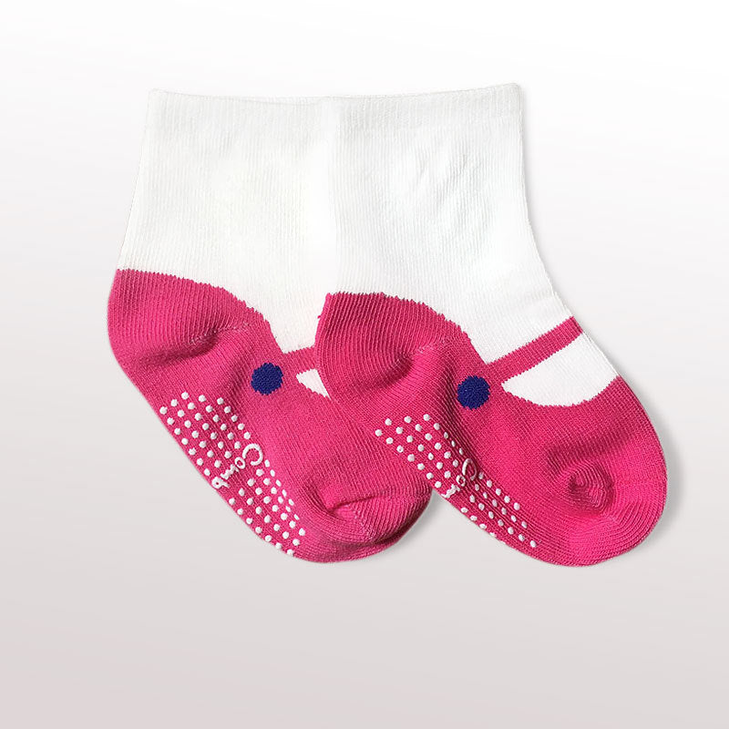 Baby Non-Slip Ankle Socks - Combed Cotton Ballet Socks with Grip Soles